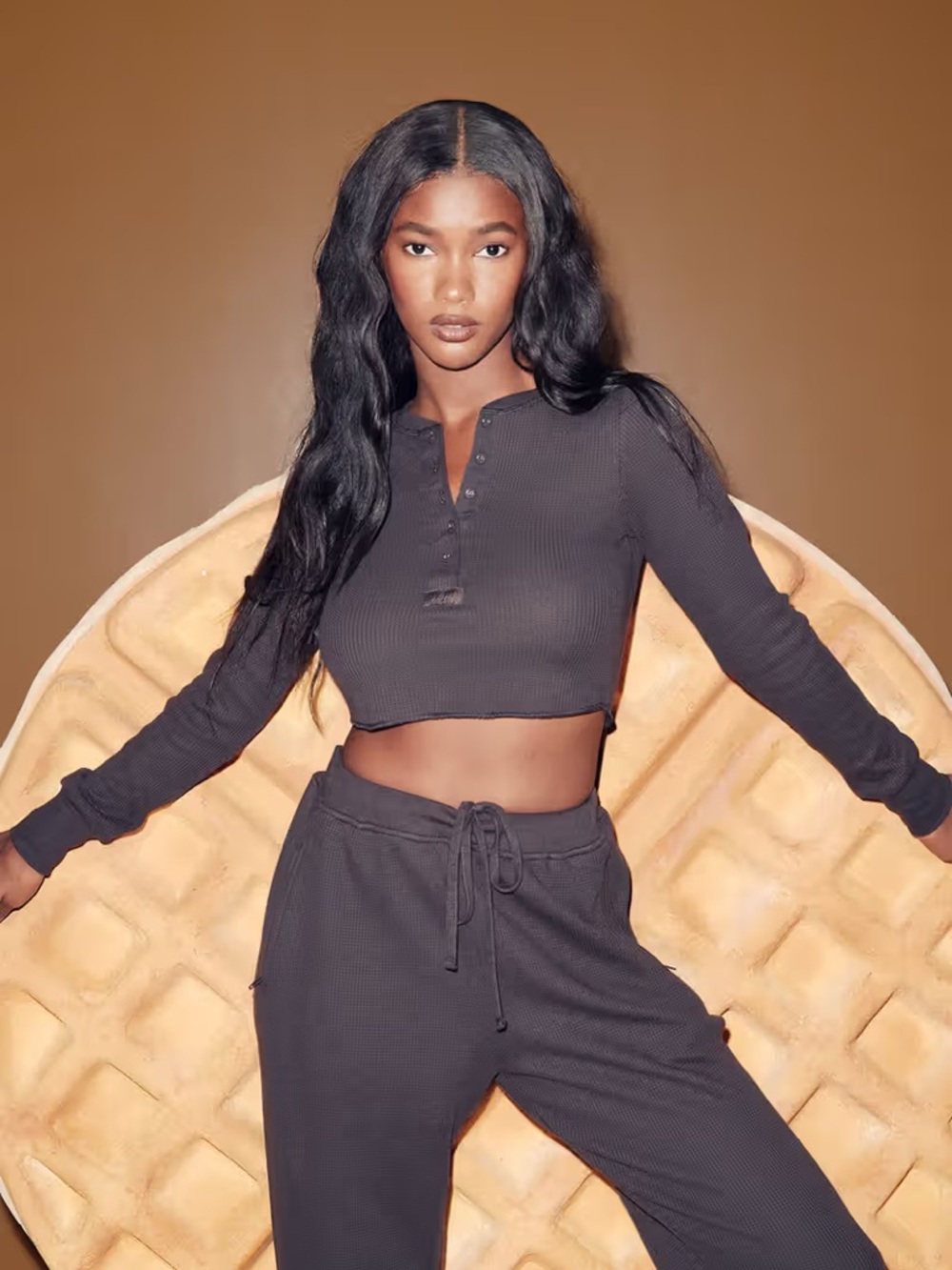 SKIMS Waffle Knit Hoodie and Jogger SET